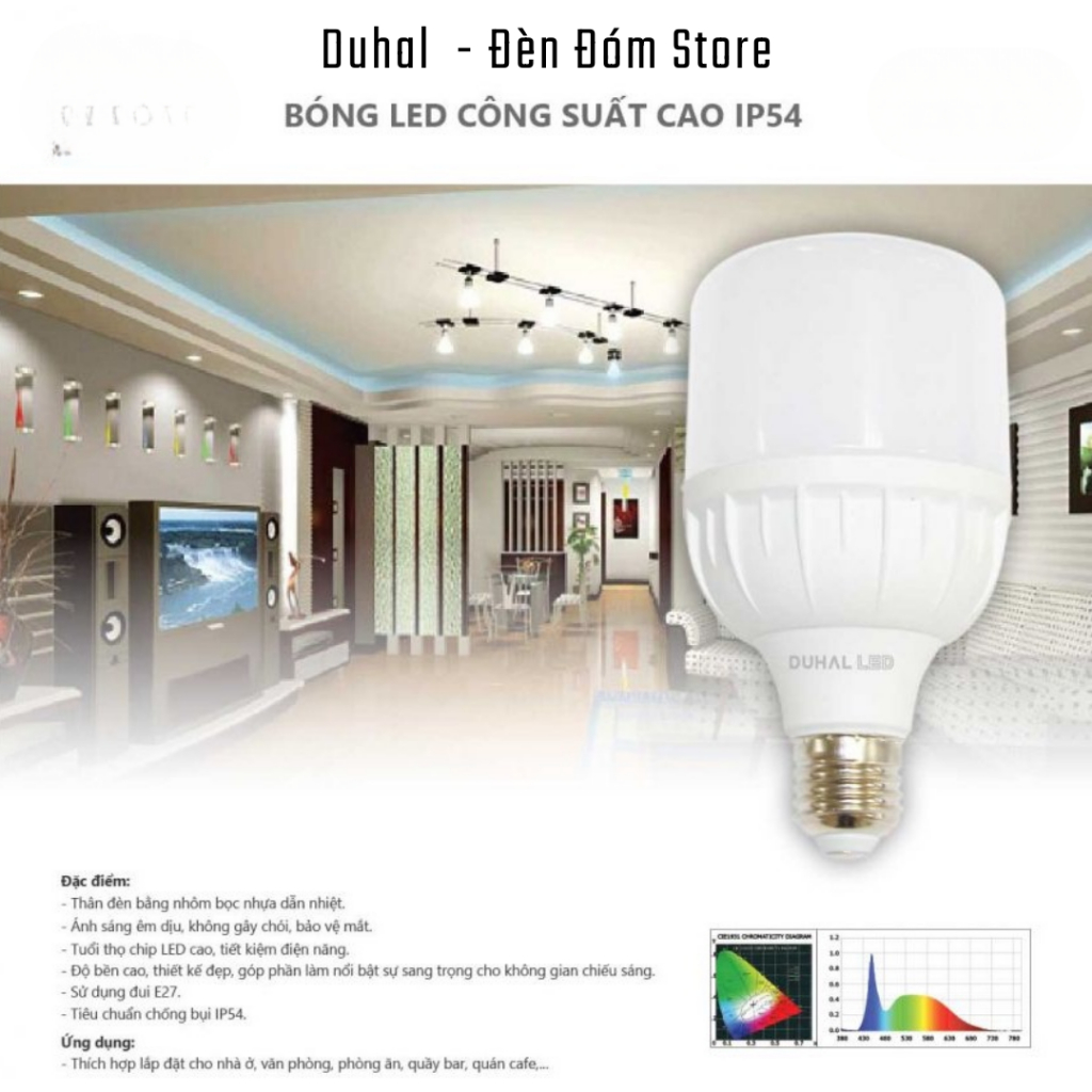 Đèn led trụ Duhal bóng bulb trụ Duhal 15W, 20W, 30W, 40W ánh sáng trắng