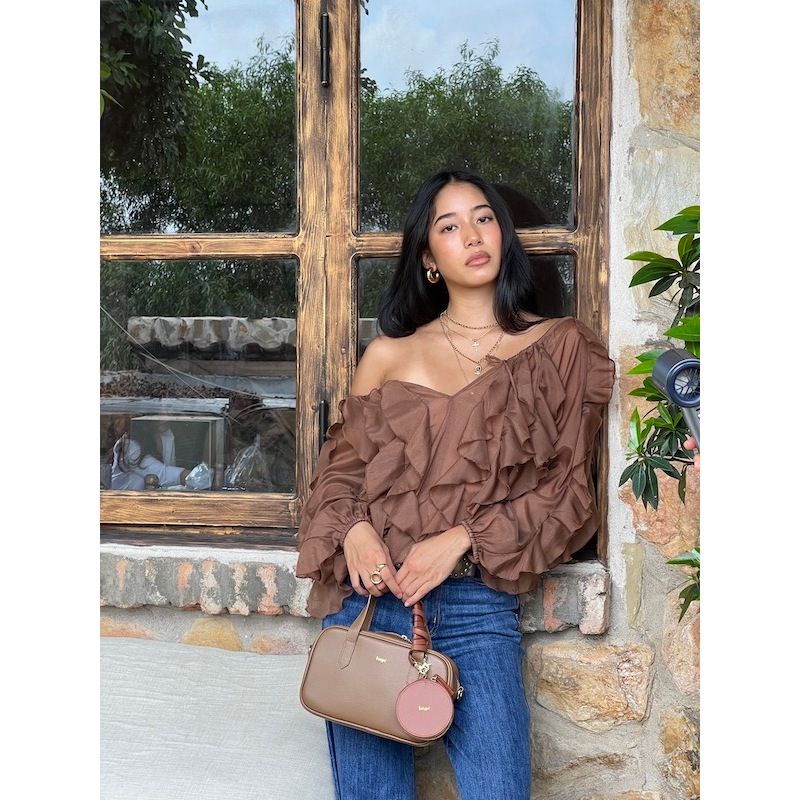 Áo voan lụa Amelie - Mocha - Oceana London | BigBuy360 - bigbuy360.vn