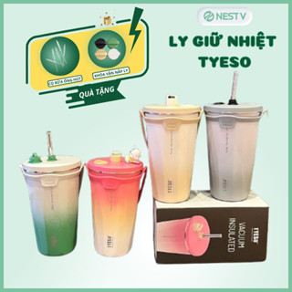 Ly bình nước giữ nhiệt TYESO 600ml màu GRADIENT MỚI, cốc giữ nhiệt nóng lạnh kèm ống hút cao cấp - NEST V