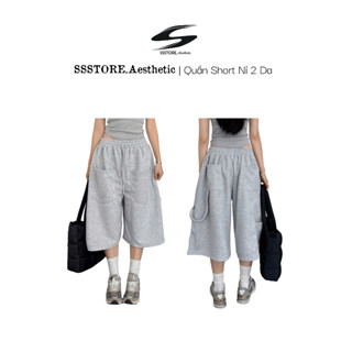 Quần Short Dây Nỉ 2 Da Ống Rộng Unisex Nam Nữ_SSSTore.Aesthetic
