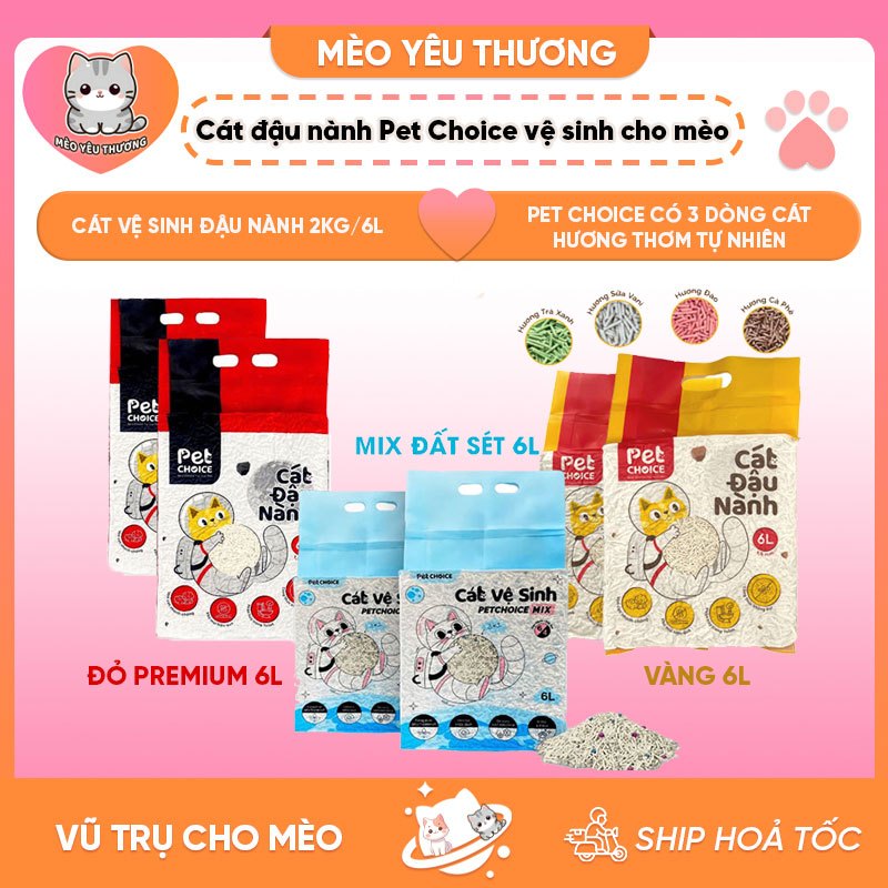 Cát đậu nành Pet Choice 2kg/6L – Cát vệ sinh hữu cơ cho mèo, thấm hút và vón cực tốt, khá ít bụi