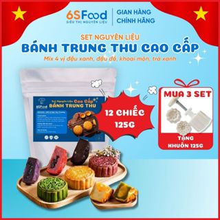 Set Nguyên Liệu Làm Bánh Trung Thu CAO CẤP Nướng Chay Mix 4 Vị (Đậu Xanh, Matcha, Khoai Môn, Đậu Đỏ)