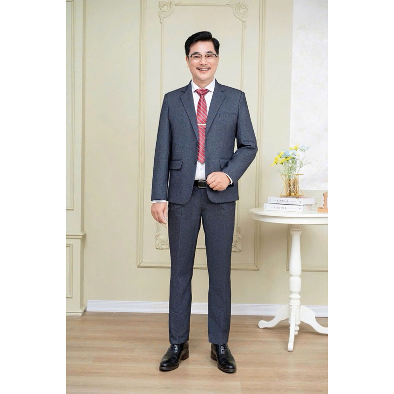 [VEST TRUNG NIÊN  ] Bộ Vest Nam Trung Niên Chất Tuýt Si Hàn  Sang Trọng Lịch Lãm Đủ Màu  Tặng Kèm Cavat và Cài vest