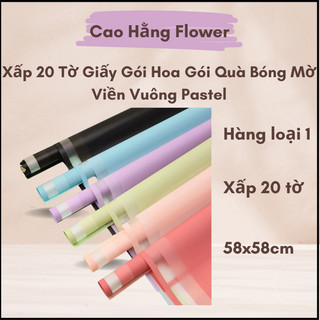 Xấp 20 Tờ Giấy Gói Hoa Gói Quà Bóng Mờ Viền Vuông Pastel