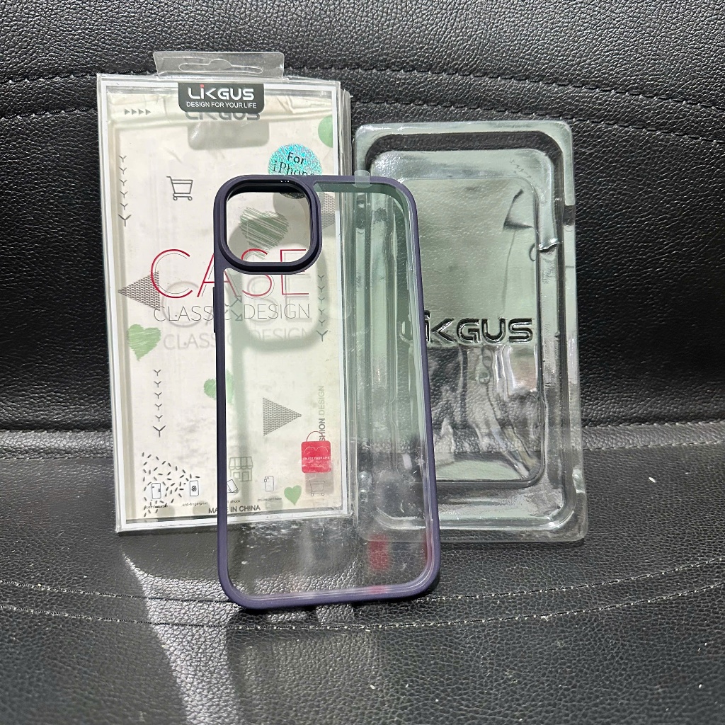 Xả - Ốp lưng Likgus lưng trong viền màu iPhone 15 Plus viền màu tím (gtk)