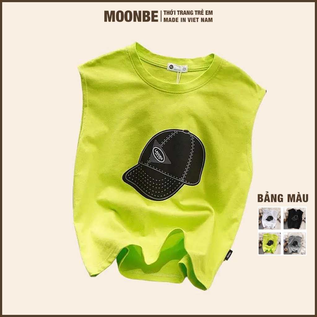 [Size 6-65kg] Áo Ba Lỗ Cho Bé Trai Bé Gái 12 Tuổi Mặc Hè Chất Cotton - Thời Trang Trê Em MOONBE