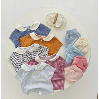 Set bộ cộc tay cổ sen bé gái 1-6 tuổi, chất cotton mềm co giãn, bé đi học đi chơi Miniumbaby SB2437