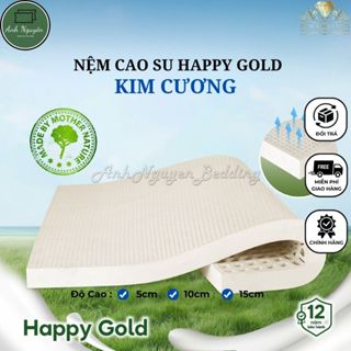 Nệm Cao Su Thiên Nhiên Happy Gold KIM CƯƠNG - Hàng Cao Cấp, Chính Hãng - Bảo Hành 12 Năm - Nhiều Kích Thước