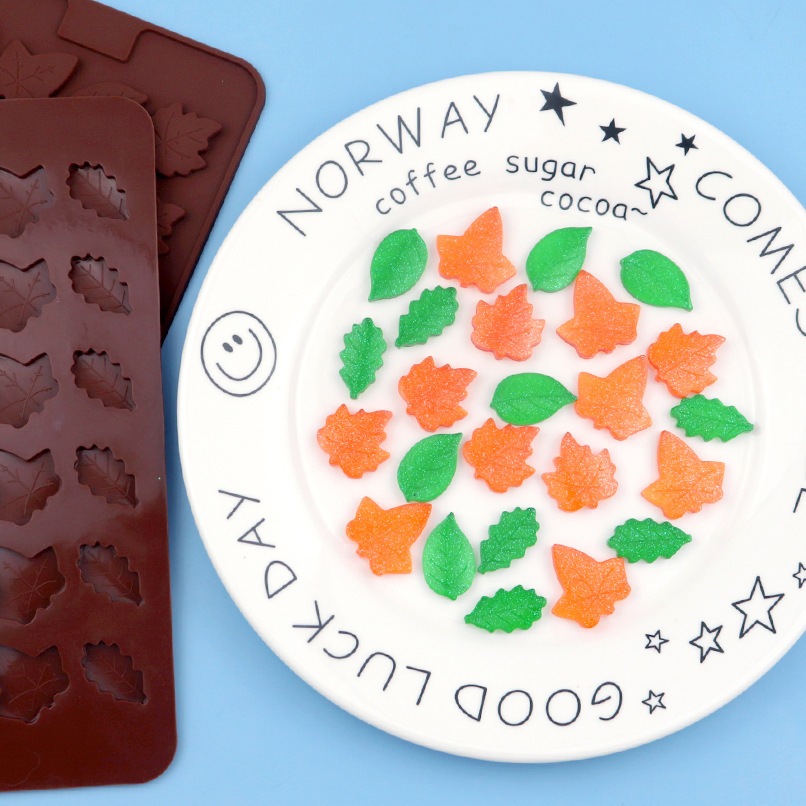 Khuôn lá khuôn silicon vỉ 24 lá hồng lá phong