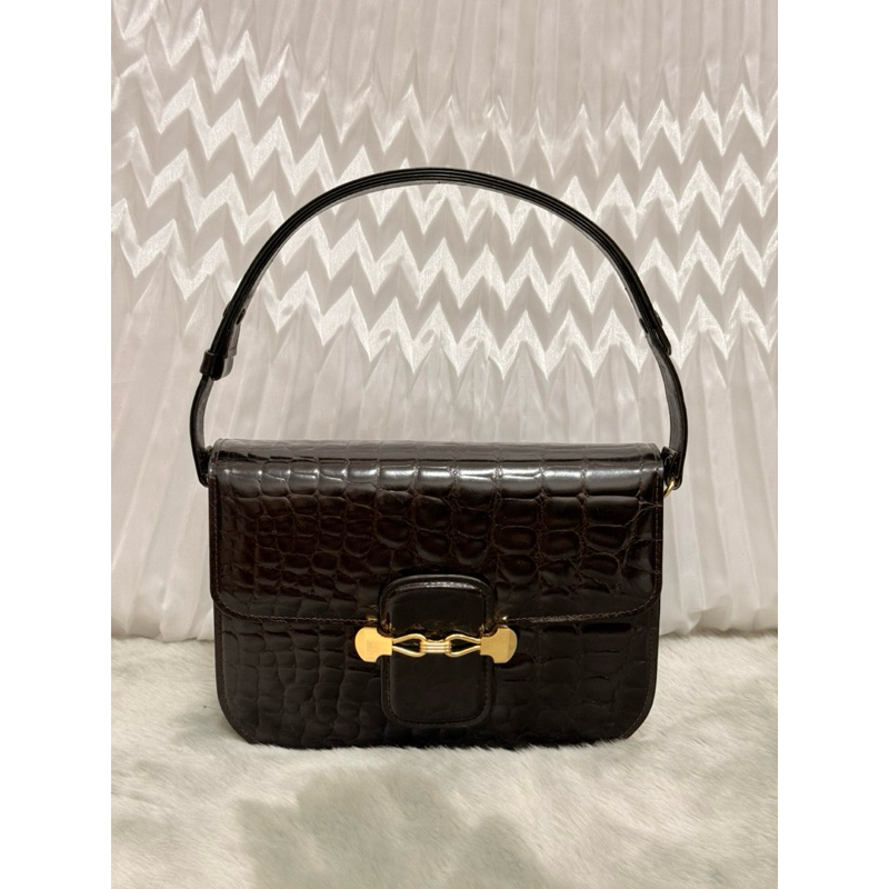 TDS-SP95-Túi đeo vai da cá sấu bóng kính