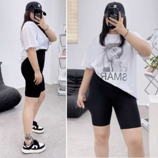 Quần legging Bigsize nữ 55-95kg, Quần đùi ôm size ngoại cỡ chất umi co giãn phom thể thao - QOM