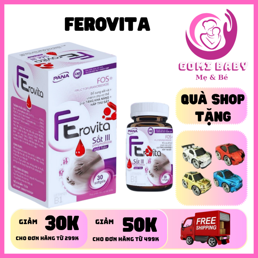 [CHÍNH HÃNG] Viên uống  FEROVITA  bổ sung sắt, acid folic cho bà bầu