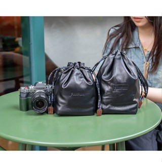   HOẢ TỐC_HCM  Túi đựng máy ảnh FUJIFILM dây rút kèm dây đeo vai da thật 