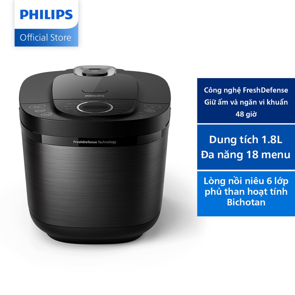 [Livestream] Nồi cơm điện tử Philips HD4814/31 (đen)  1.8 lít - Hàng Chính Hãng
