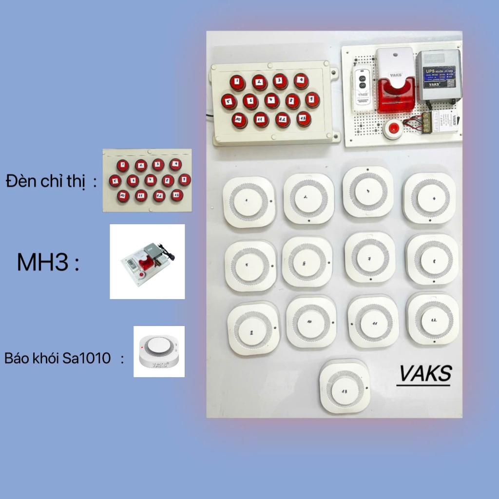 BỘ BÁO ĐỘNG NHÀ TRỌ MH3- kèm - 20 ĐẦU BÁO KHÓI - kết hợp -20 ĐÈN CHỈ THỊ VỊ TRÍ'- thông minh