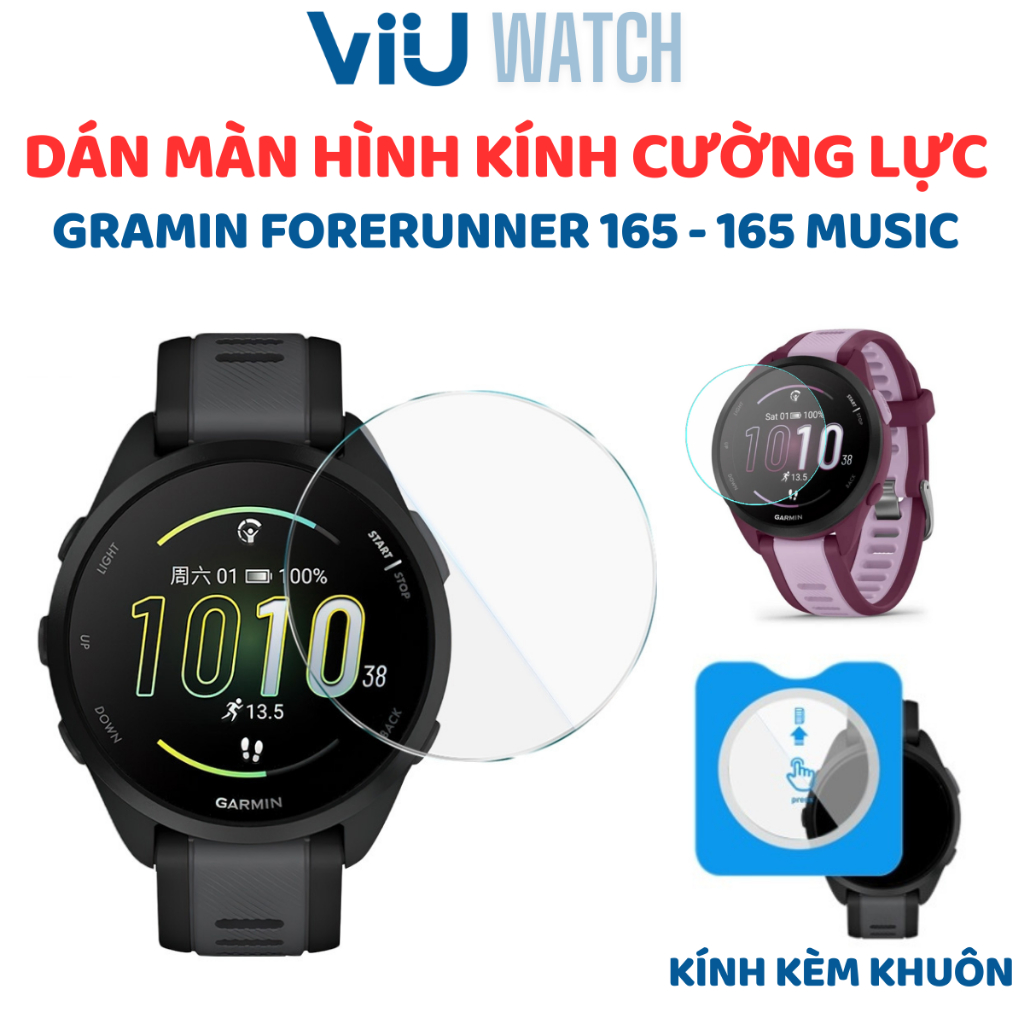 Dán Màn Hình Kính Cường Lực Cho Đồng Hồ Garmin Forerunner 165 và 165 music ViiU
