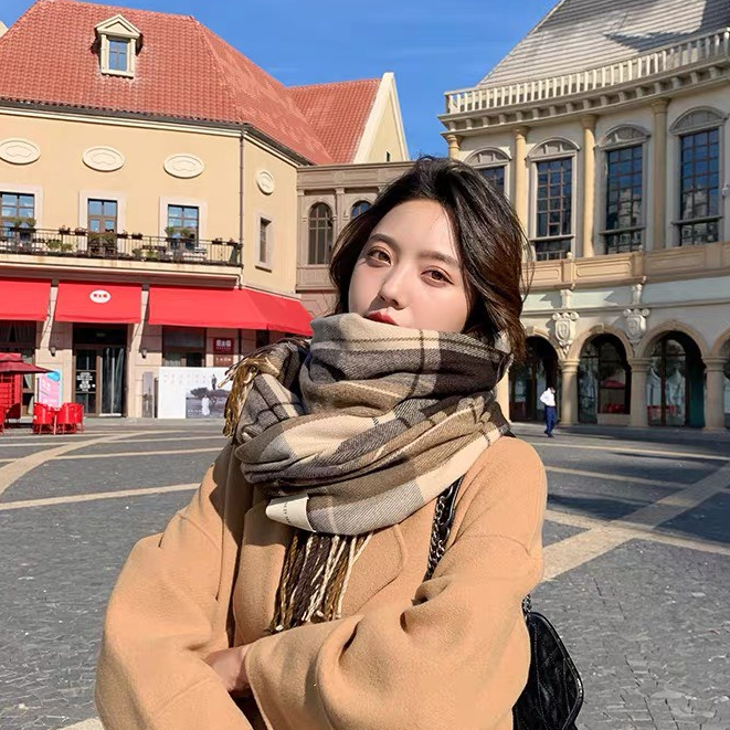 Khăn quàng cổ len nữ cashmere mùa đông đỏ xanh tết noel giáng sinh Dày Mịn Hàng Quảng Châu Siêu Đẹp K2