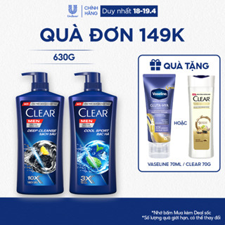 Dầu Gội Đầu cho nam Clear Men đánh bay gàu, ngứa và vi khuẩn mát lạnh cực đỉnh suốt ngày dài 630g