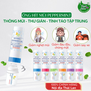  Ống hít mũi bạc hà peppermint Thái Lan Dầu hít thông mũi 2 đầu tinh dầu bạc hà 