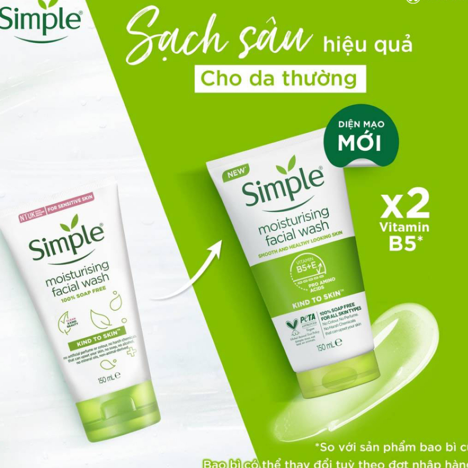 Sữa rửa mặt dưỡng ẩm dạng gel Si..mple Moisturising Facial Wash 150ml