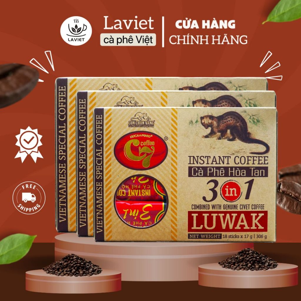 Cà phê chồn cafe sữa hòa tan dạng Luwak Coffee 17g