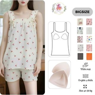 Bộ đồ nữ Bigsize Bảo Thanh Boutique 2 dây bản to, chất liệu đũi mềm mát, họa tiết dễ thương