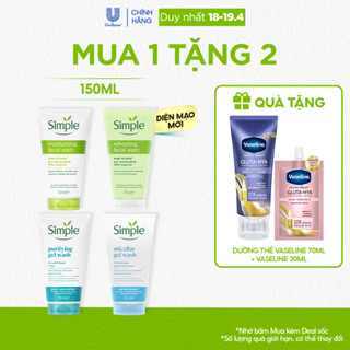 [DIỆN MẠO MỚI] Sữa Rửa Mặt Simple lành tính và hiệu quả cho mọi loại da 150ml