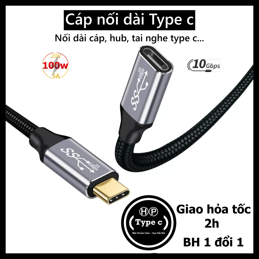 Cáp Nối Dài Type C 100W PD Xuất Hình 4K 60Hz Dữ Liệu 10Gbps Cùng Lúc Cho Máy…