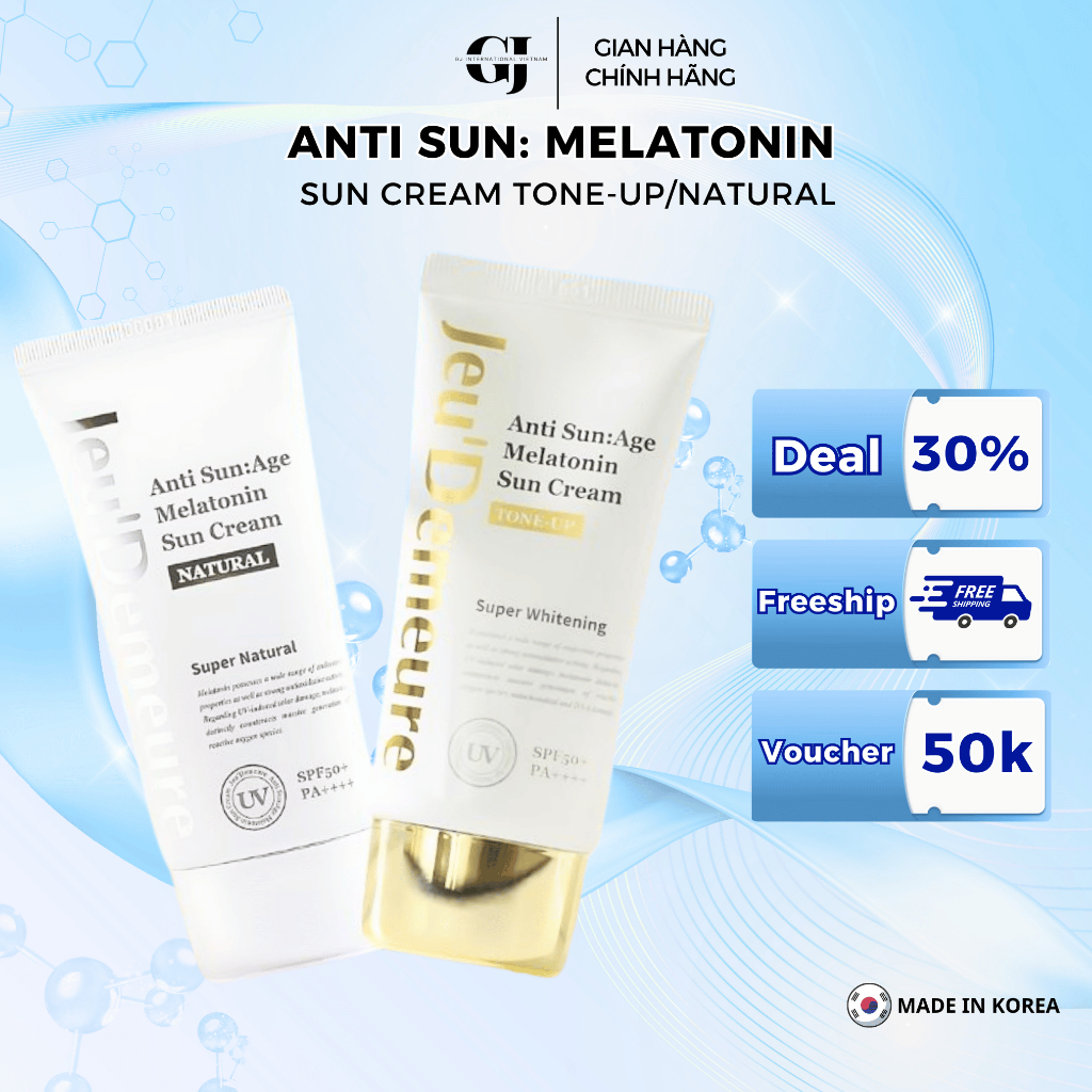 Combo 2 Kem Chống Nắng Thường và Nâng Tông Kiềm Dầu, Dưỡng Ẩm, Bảo Vệ Da Jeu'demeure SPF50+