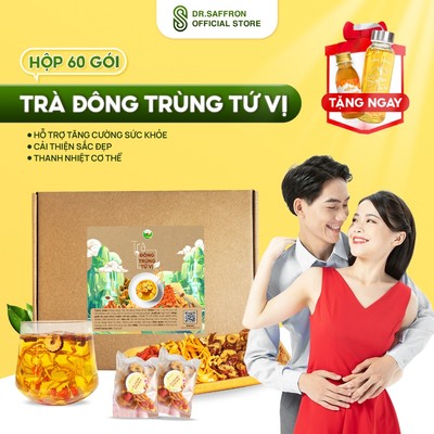 Trà Đông Trùng Tứ Vị Mộc Hương Sơn – Trà Thảo Mộc, Quà Tặng Sức Khỏe Hộp 30 gói kèm quà tặng
