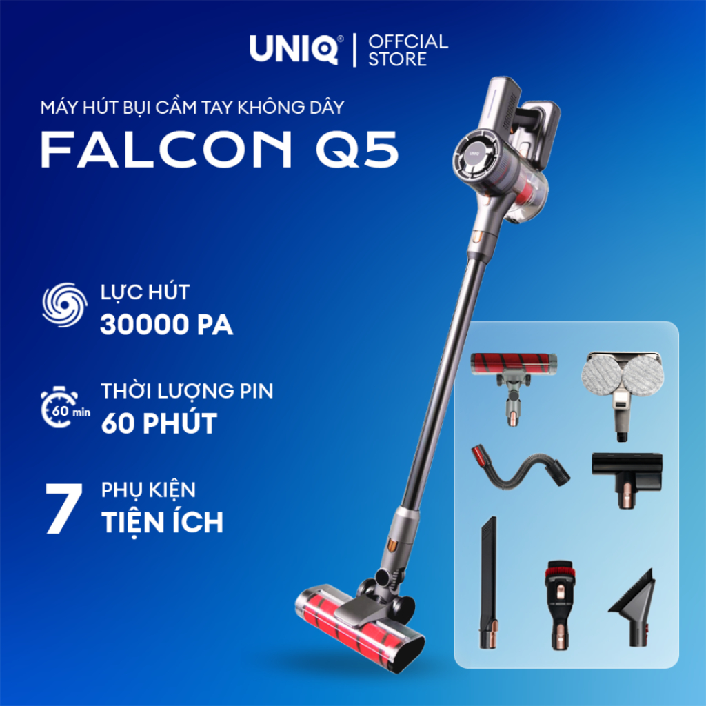 [HỎA TỐC]Máy hút bụi cầm tay không dây UNIQ Falcon Q5 cây hút bụi lau nhà mini gia đình đa năng ô tô