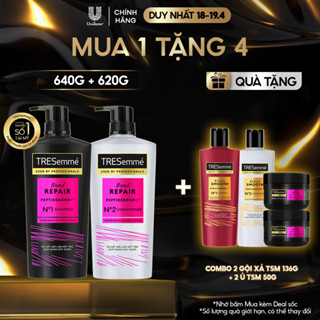 Combo Dầu Gội, Dầu Xả TRESemmé Bond Repair Peptidebond+ Cho Tóc Hư Tổn Giúp Ngăn Gãy Rụng 640g, 620g