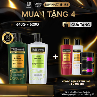 Combo Dầu Gội, Dầu Xả TRESemmé Salon Detox Gừng Và Trà Xanh Dưỡng Tóc Chắc Khỏe 640g, 620g
