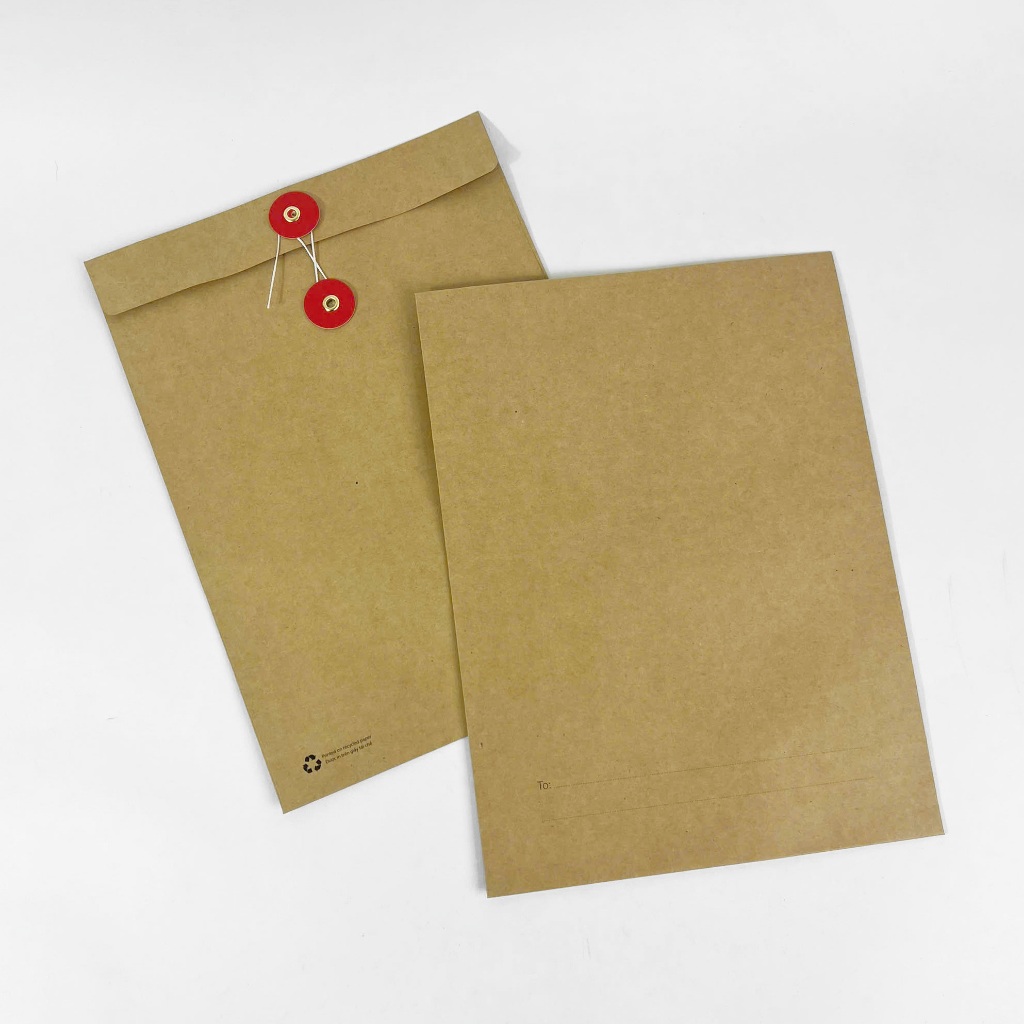 BAO THƯ GIẤY KRAFT, PHONG BÌ THƯ VINTAGE LỚN (A4) CÓ NÚT CỘT DÂY 10 cái/ Set