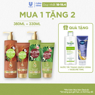 Combo Gội xả Sunsilk Thiên Nhiên Ngăn Gãy Rụng Tóc Đến 98% và Dưỡng Phục Hồi Chuyên Sâu Từ Gốc 380ml + 330ml