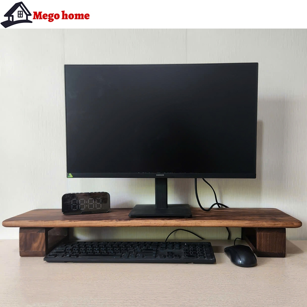 Kệ Gỗ Óc Chó Nguyên Khối Kê Màn Hình Máy Tính Cao Cấp, Kệ Monitor Laptop Chân Rời KMH-11