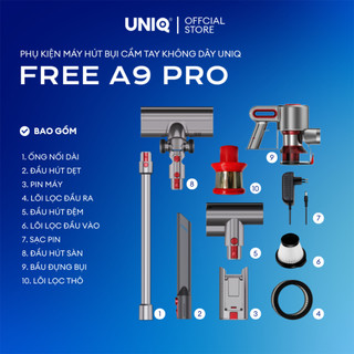  Phụ Kiện Của Máy Hút Bụi UNIQ FREE A9 PRO đa năng gia đình mini pin sạc hút giường đệm nệm sofa xe hơi 