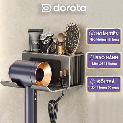 Giá đỡ máy sấy dán tường DOROTA kệ để đồ kèm hộp đựng chất liệu nhôm hàng không cao cấp GMX