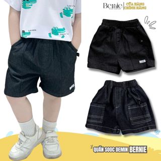 Quần short jean quần short demin trần chỉ nổi bé trai phong cách size 1 tới 7 tuổi Bernie QS1124B79