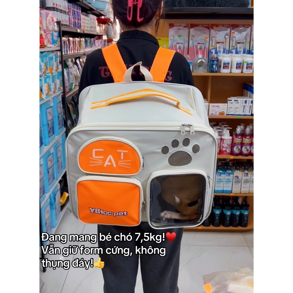 Balo to (40x26x30cm) siêu cứng form cho thú cưng, chó mèo, balo vuông, bền đẹp, chống thấm