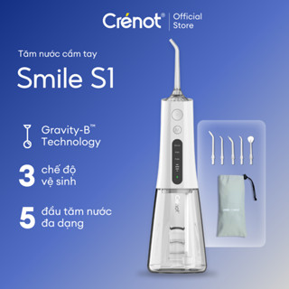 Máy Tăm Nước Cầm Tay Chính hãng Crenot Smile S1 Đầu Nhỏ Gọn Mini Gia Đình Du Lịch Vệ Sinh Tốt Cho Người Niềng Răng Miệng