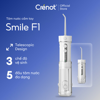 Máy Tăm Nước Cầm Tay Chính hãng Crenot Smile F1 Đầu Nhỏ Gọn Mini Gia Đình Du Lịch Vệ Sinh Tốt Cho Người Niềng Răng Miệng