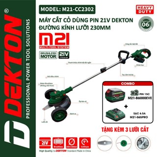 Máy cắt cỏ dùng pin DEKTON M21-CC2302, Động cơ Không Chổi Than, 100% Dây đồng, Tặng bánh xe