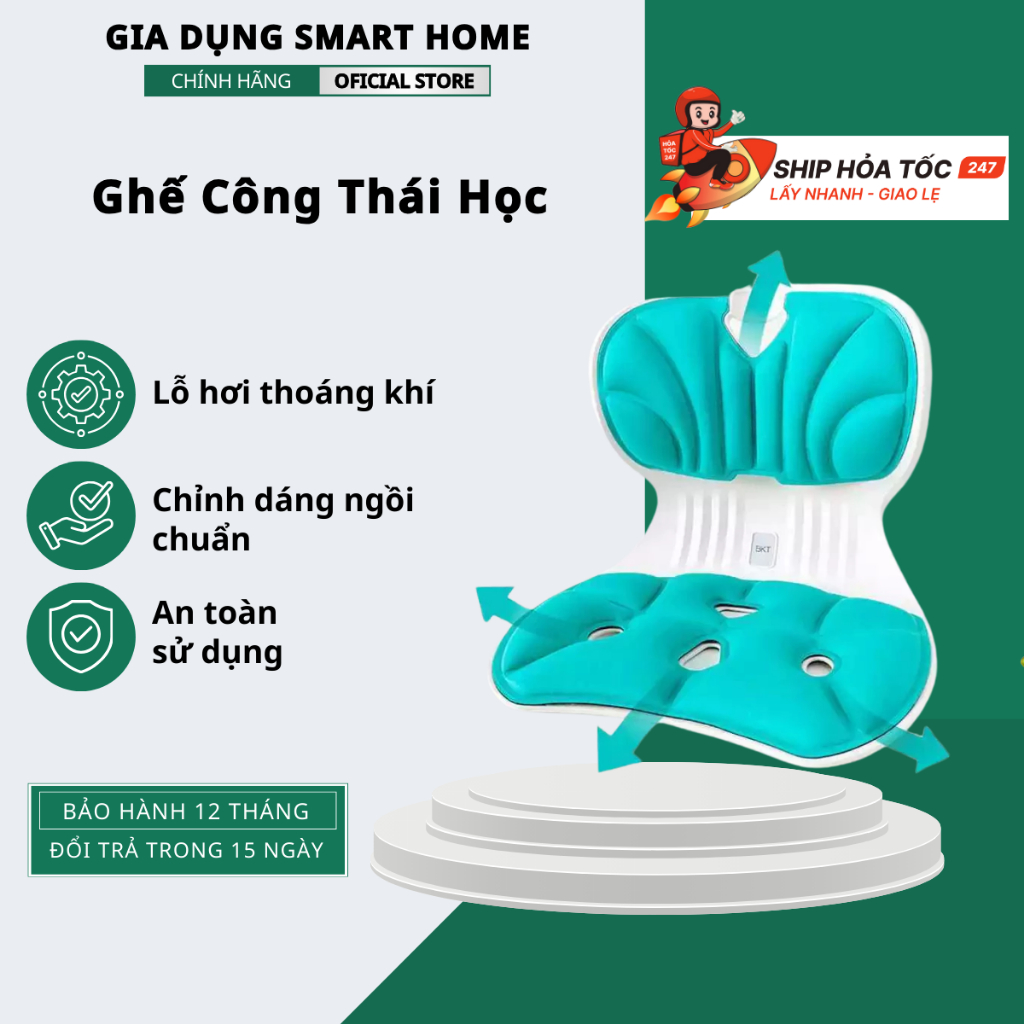 Ghế Công Thái Học HANAMO Chỉnh Dáng Ngồi Đúng Dùng Cho Nam Nữ, Trẻ Em, Chống Cong Vẹo Cột Sống GHE1