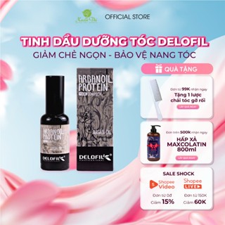Tinh dầu dưỡng tóc, collagen keratin phục hồi sâu tóc hư tổn, xơ yếu  - Delofil Argan Oil 50ml - Mỹ phẩm Xuân Thì