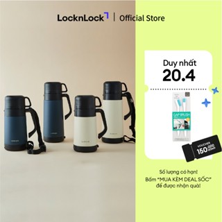 Bình giữ nhiệt Lock&Lock Easy Outdoor Vacuum Bottle 1.2L và 1.8L có nắp cốc và dây đeo vai