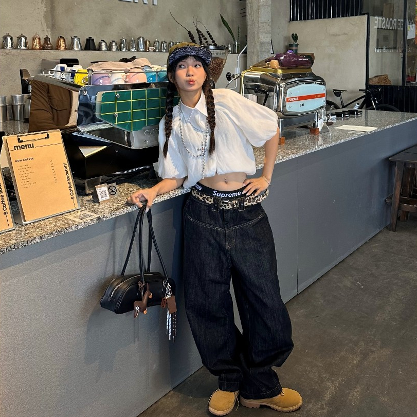 Quần Jeans HAVEN'S unisex dáng thụng ống cong form RELAXED FIT túi dọc chiết ly gấu bản Cao Cấp