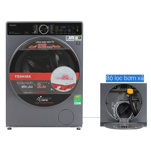 [Freeship - Lắp Đặt 0Đ] Máy Giặt Cửa Trước Cao Cấp Toshiba Inverter 10.5 Kg TW-T25BZU115MWV(MG) - Tự Phân Bổ Nước Giặt | BigBuy360 - bigbuy360.vn