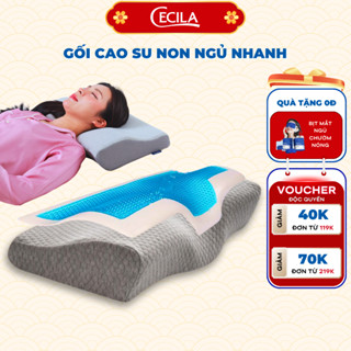 Gối cao su non người lớn Cecila có Gel lạnh hỗ trợ ngủ nhanh thiết kế công thái học nâng đỡ, chống đau mỏi cổ vai gáy