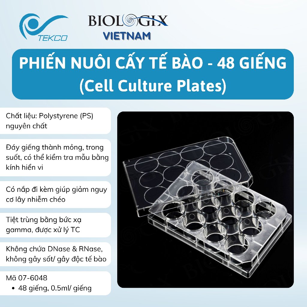 Phiến nuôi cấy tế bào 48 giếng, tiệt trùng 1 cái/túi (Cell Culture Plates), Mã: 07-6048,Biologix-USA